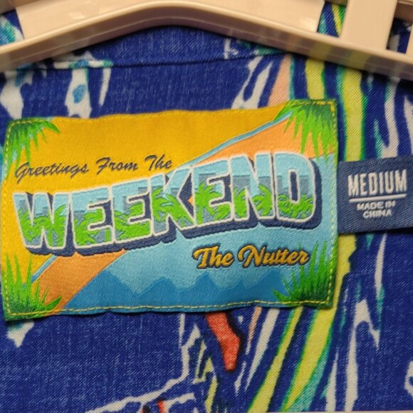 Chubbies The Nutter Weekend Hawaiian Shirt Blue With Boats SIZE MEDIUM - Picture 2 of 5